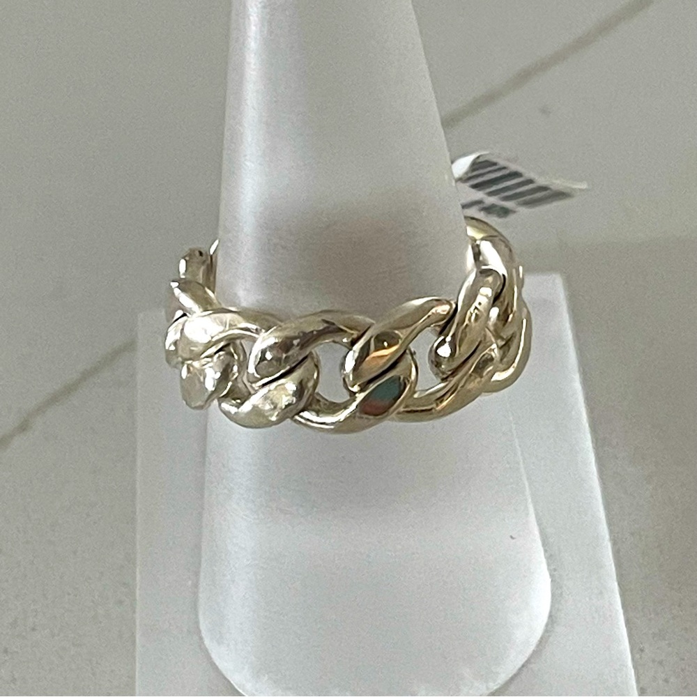 Sterling Silver 925 Flexible Chain Link Ring size 8
